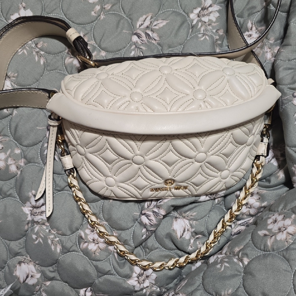 Michael Kors Cream Quilted Crossbody Bag